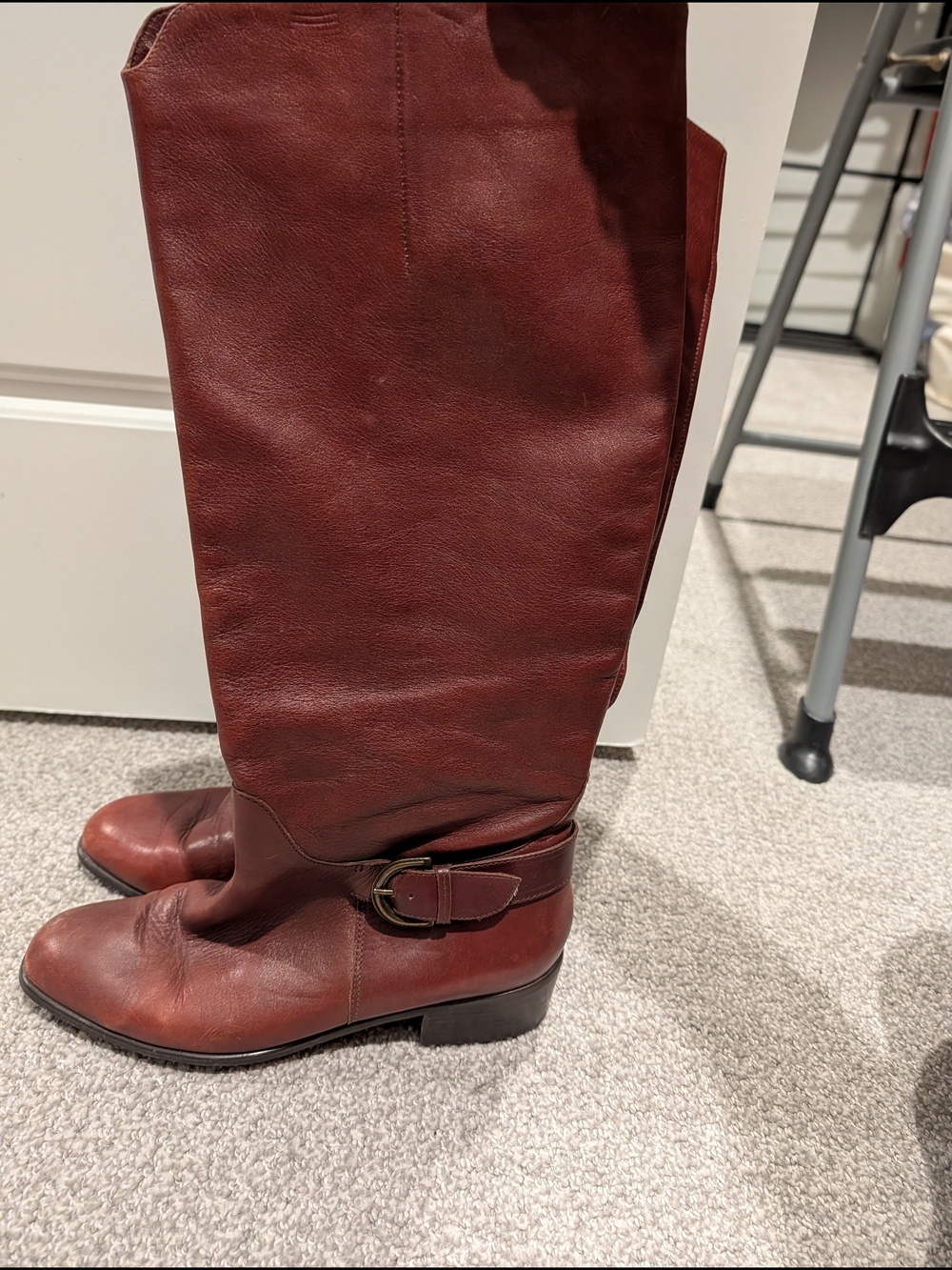 Classic Women's Tall Brown Leather Heeled Boots